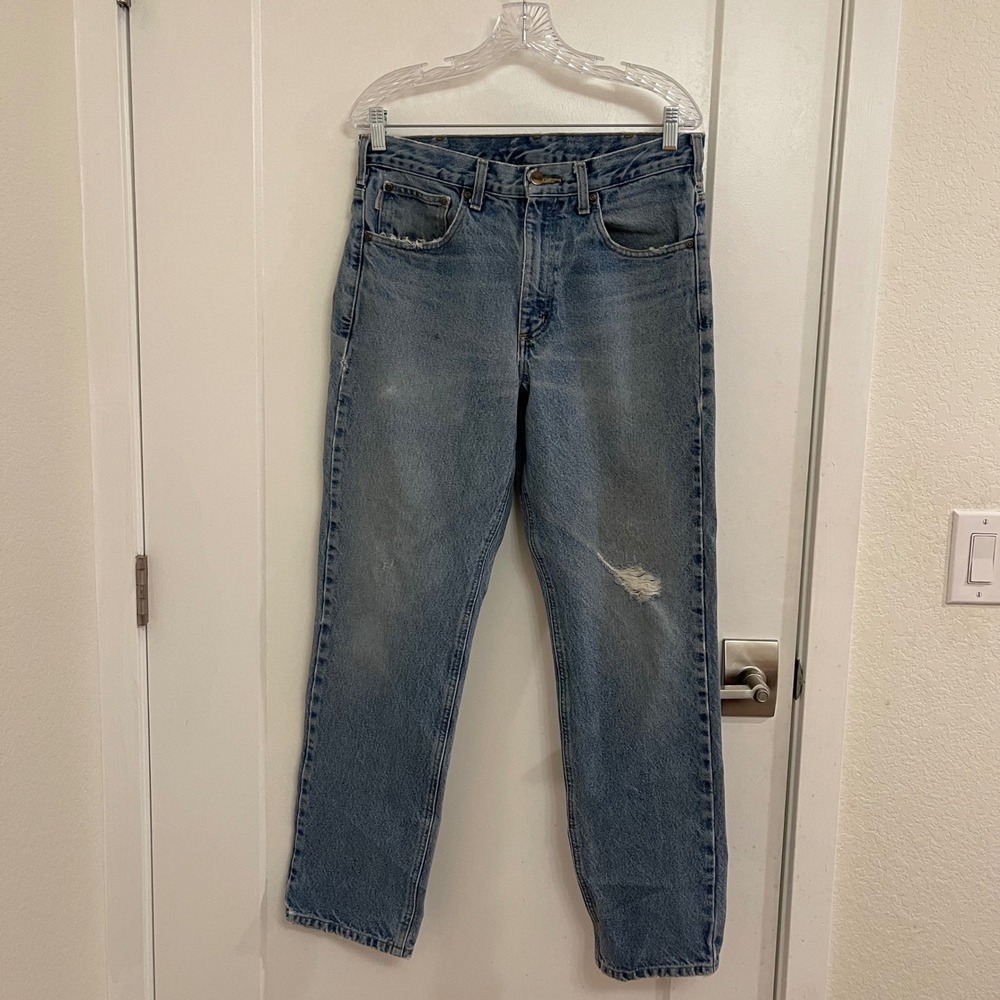 Vintage Carhartt Denim Straight Leg Jeans Workwear Utility Distressed Utility